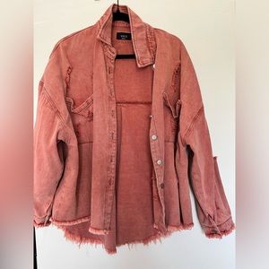 Vici dolls coral distressed shacket